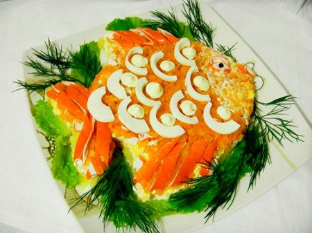 Салат с семгой «Золотая рыбка»
